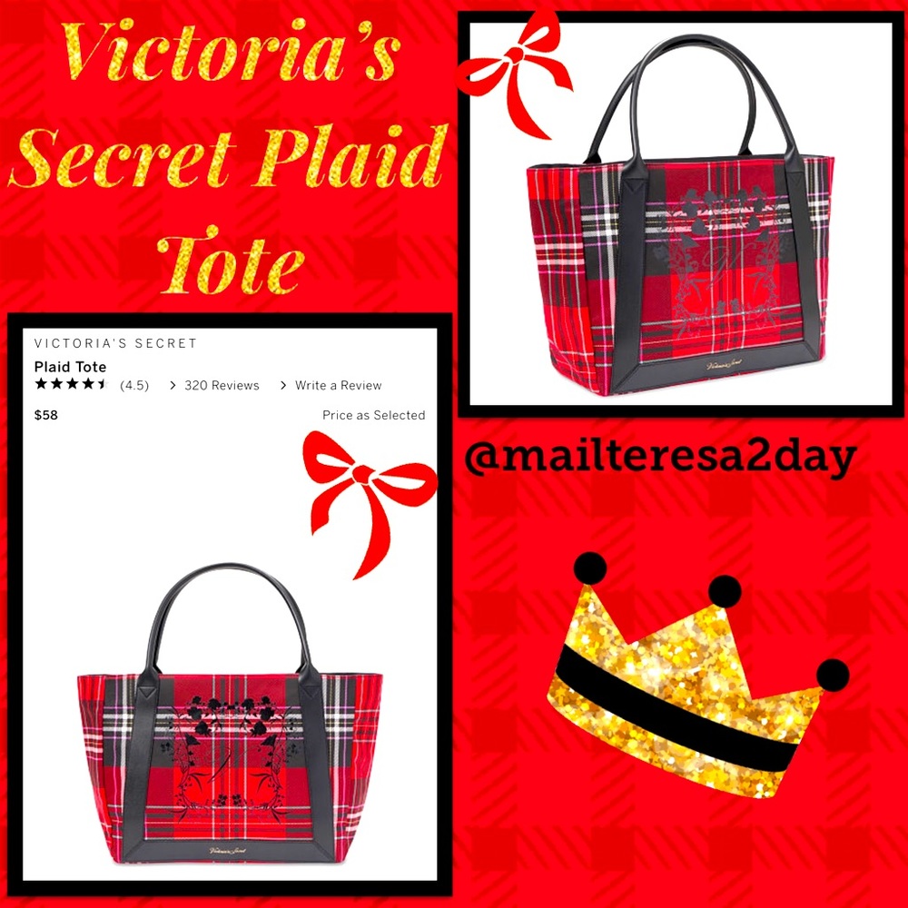 🎉NWT Victoria’s Secret Plaid Tote